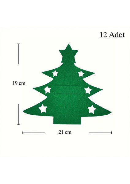 12'li Yılbaşı Ağacı Keçe Kaşıklık 19X21CM - Yeşil fırsatları