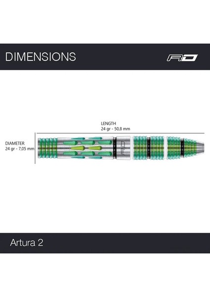 Artura 2 Screamin Green % 90 Tungsten Çelik Uçlu Dart Oku modelleri