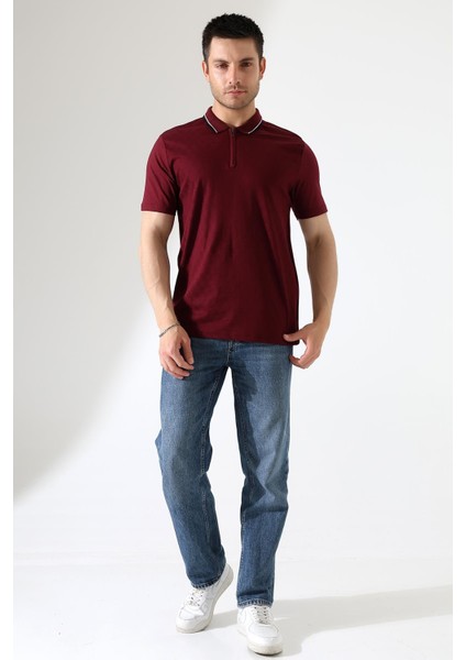 Erkek Polo Yaka Düz Renk Pamuklu Triko Kısa Kol T-Shirt