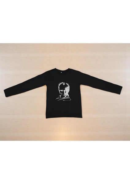 Atatürk Baskılı Siyah Uzun Kollu Unisex Çocuk Tişörtü (T-Shirt) indirimleri