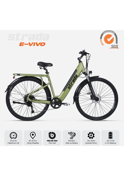 Strada Cycles E-Vivo Gizli Batarya Hidrolik Fren 28 Jant Elektrikli Şehir Bisikleti
