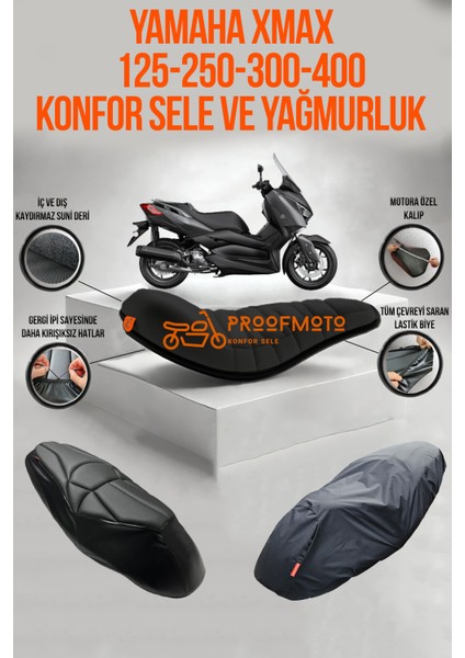 Yamaha Xmax 125-250-300-400 Konfor Sele ve Yağmurluk Kılıf