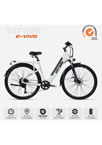 Strada Cycles E-Vivo Gizli Batarya Hidrolik Fren 28 Jant Elektrikli Şehir Bisikleti
