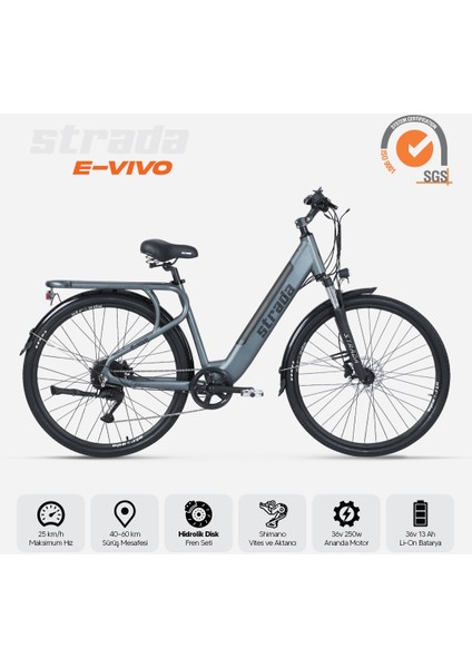 Strada Cycles E-Vivo Gizli Batarya Hidrolik Fren 28 Jant Elektrikli Şehir Bisikleti