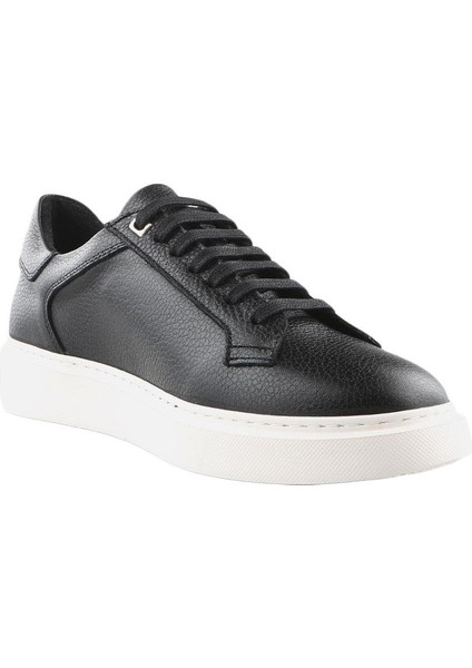 Siyah Beyaz Deri Bağcıklı Günlük Sneaker Ayakkabı modelleri