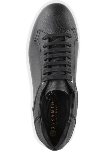 Siyah Beyaz Deri Bağcıklı Günlük Sneaker Ayakkabı indirimleri