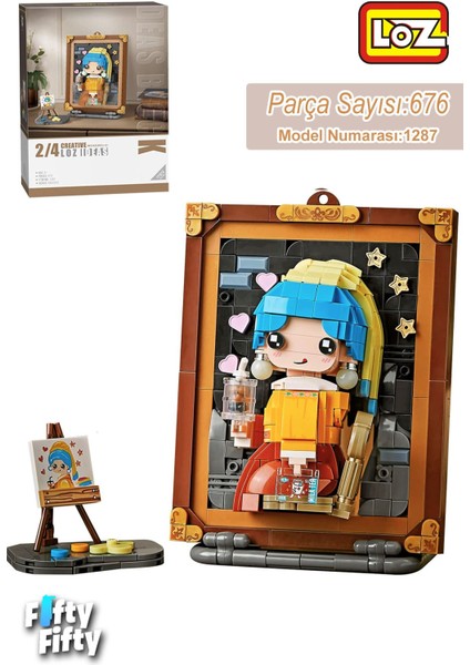LOZ Creative Serisi Şövale Figürlü Ve Tablo 676 Parça Oyuncak Yapım Seti FFLZ-1287