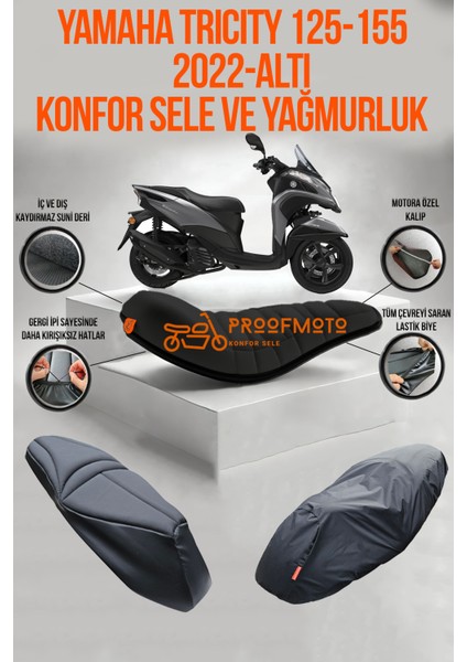 Yamaha Trıcıty 125-155 (2022-ALTI) Konfor Sele ve Yağmurluk Kılıf