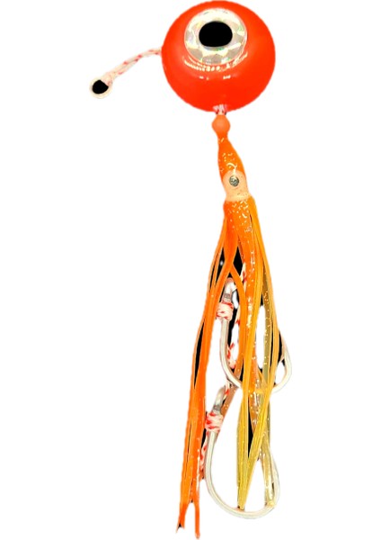 S.F. Melek Gözü Jig 120g Kırmızı Uv - 0/2 No Paslanmaz Iğne - Uv Glow Saçak