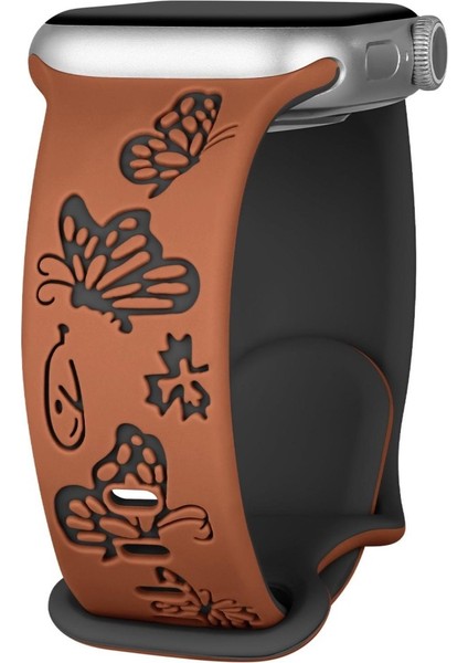 Apple Watch 42/44/45/46/49MM Kordon Kelebek Desen Yumuşak Silikon Kordon 2/3/4/5/6/se/7/8/9/10/ultra fiyatları