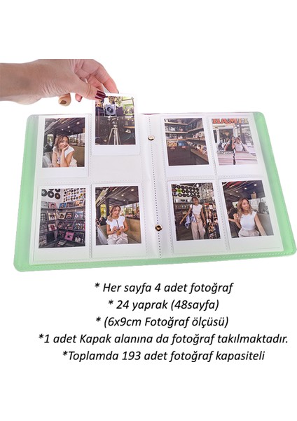 Instax 193 Fotoğraf Kapasiteli Yeşil Polakart Pencereli Fotoğraf Albümü