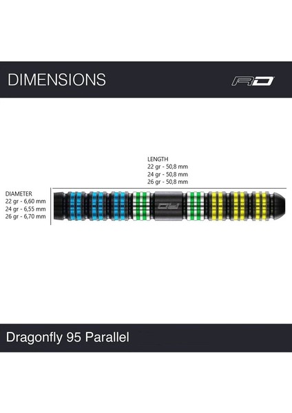Dragonfly 95 Black Parallel % 95 Tungsten Çelik Uçlu Dart Oku modelleri