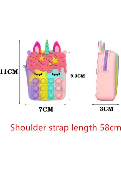 9cm 6cm-17 Stili Tek Boynuzlu At Cüzdanı Duyusal Popet Silikon Itme Hissi Çanta Popite Poppit Oyuncak - (Yurt Dışından)