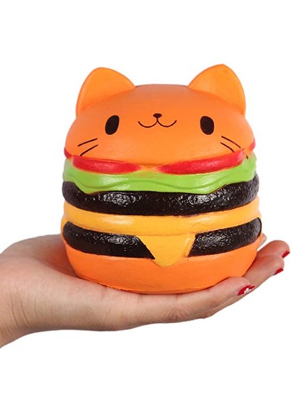 Turuncu Tarzı Jumbo Kedi Yüzü Burger Sıkıştırılabilir Oyuncak Ekmek Kokulu Yavaş Yükselen Topu Bebek Çocuk Oyuncakı Xmas Si (Yurt Dışından)