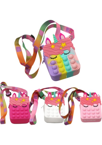 H Tarzı Moda Pop It Balon Oyuncak Gökkuşağı Unicorn Kawaii Cüzdan Çocuk Bayan Çanta Silikon Basit Dimple Oyuncak (Yurt Dışından) indirimleri