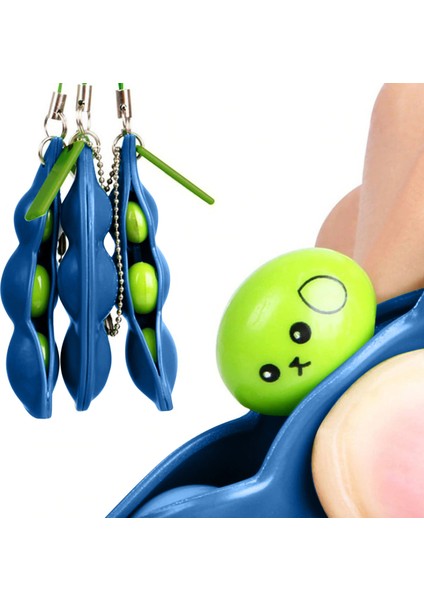 3 Adet Mavi Stil Fasulye Fidget Oyuncakları Anahtarlık Basit Dimple Pop Kabarcık Антистреcс E-Ticaret Başlığı (Yurt Dışından)