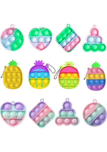 No.25 Tarzı Mini Pops Fidget Oyuncak Basit Dimple - Anahtarlık Itme Kabarcık Silikon Anksiyete Duyusal Adhd Çocuklar Için (Yurt Dışından)