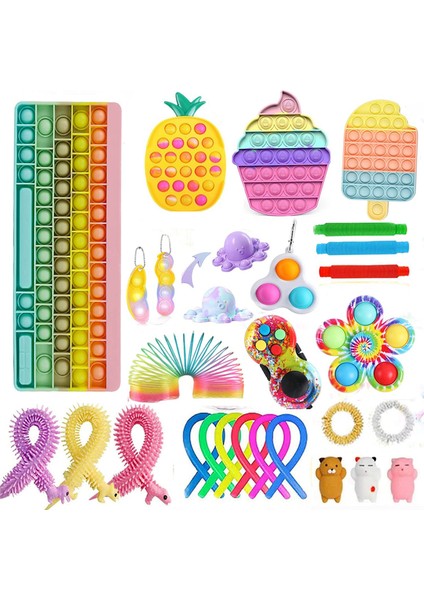 No.18 Tarzı Fidget Oyuncak Seti Yetişkin Çocuk Pres Kabarcık Duyusal Masaüstü Eğitici Oyuncaklar Sıkılabilir Kawaii (Yurt Dışından)