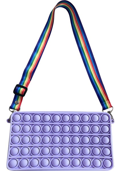 No.80 Tarzı Silikon Macaron Itme Kabarcık Omuz Çantası Duyusal Fidget Oyuncakları Yetişkinler Çocuklar El Çantası Madeni Para Cüzdanı Hediye (Yurt Dışından)