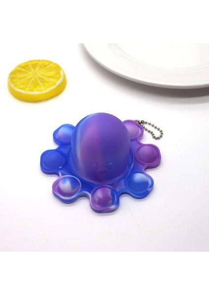 Mavi Stil Parlak Anahtarlık Sıkıştırılabilir Fidget Oyuncak Ahtapot Itme Kabarcık Fidget Duyusal Oyuncak Özel - Hediyeleri - (Yurt Dışından)