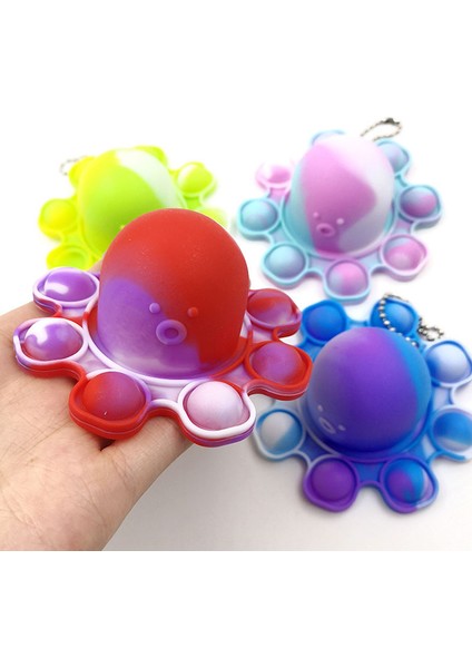 Mavi Stil Parlak Anahtarlık Sıkıştırılabilir Fidget Oyuncak Ahtapot Itme Kabarcık Fidget Duyusal Oyuncak Özel - Hediyeleri - (Yurt Dışından)