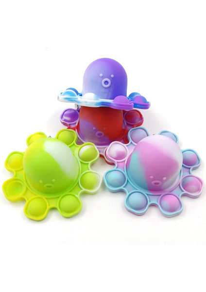 Mavi Stil Parlak Anahtarlık Sıkıştırılabilir Fidget Oyuncak Ahtapot Itme Kabarcık Fidget Duyusal Oyuncak Özel - Hediyeleri - (Yurt Dışından)