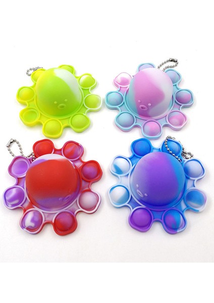 Mavi Stil Parlak Anahtarlık Sıkıştırılabilir Fidget Oyuncak Ahtapot Itme Kabarcık Fidget Duyusal Oyuncak Özel - Hediyeleri - (Yurt Dışından)