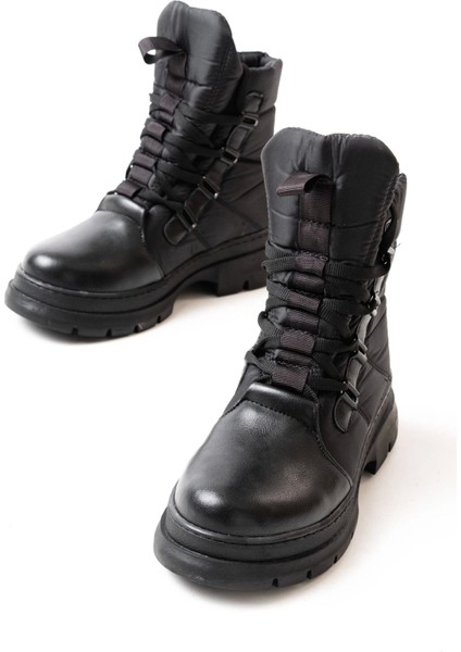 ASM-083 Siyah Bağcıklı Su Geçirmez Kadın Kar Botu modelleri