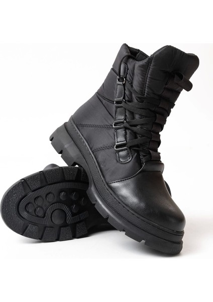 ASM-083 Siyah Bağcıklı Su Geçirmez Kadın Kar Botu fırsatları