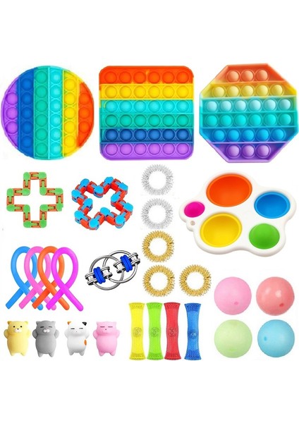 28 Adet Tarzı Fidget Oyuncaklar Seti Sıkma Oyuncak Misket Hediye Yetişkin Çocuklar Için Duyusal Fidget Oyuncak Kutusu (Yurt Dışından)