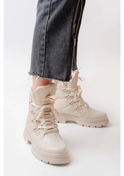 ASM-083 Bej Bağcıklı Su Geçirmez Kadın Kar Botu fiyatları