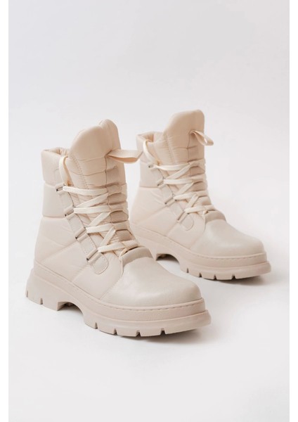 ASM-083 Bej Bağcıklı Su Geçirmez Kadın Kar Botu modelleri