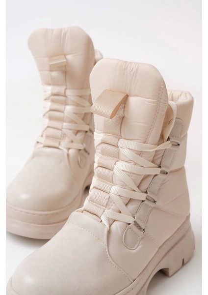 ASM-083 Bej Bağcıklı Su Geçirmez Kadın Kar Botu fırsatları