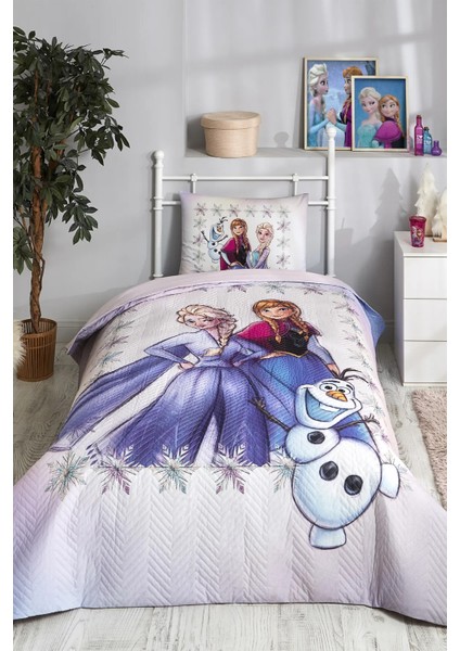 Frozen Frosted Tek Kişilik Disney Lastikli Çarşaf Kapitone Çocuk Nevresim Takımı