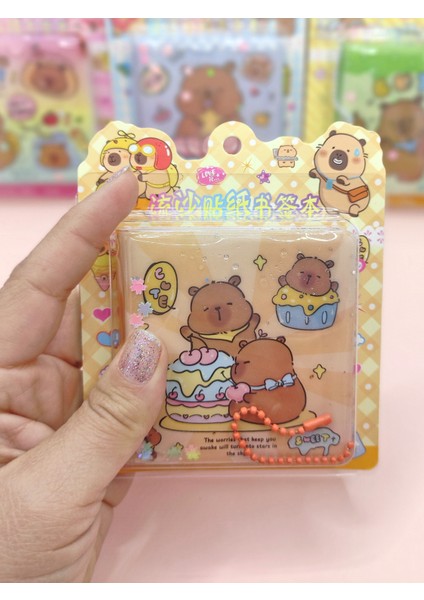 Capybara Sulu Pullu Anahtarlıklı Stickerlı Kapibara Not Defteri (7,5x7,5 Cm) - Pasta Doğumgünü fiyatları