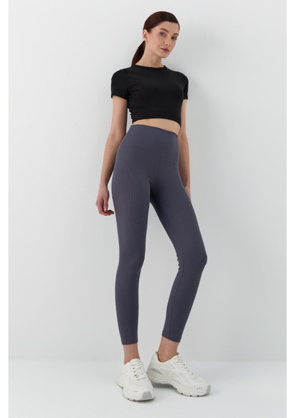 Fitilli Yüksek Bel Tayt Antrasıt