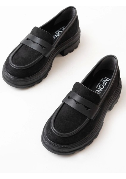 746-759 Siyah Süet Günlük Yüksek Tabanlı Loafer Ayakkabı modelleri