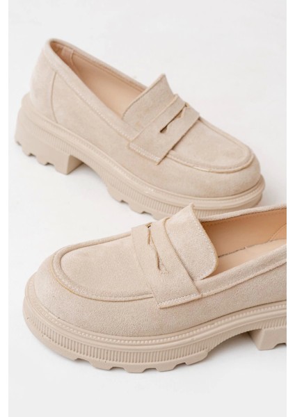 746-759 Bej Süet Günlük Yüksek Tabanlı Loafer Ayakkabı modelleri