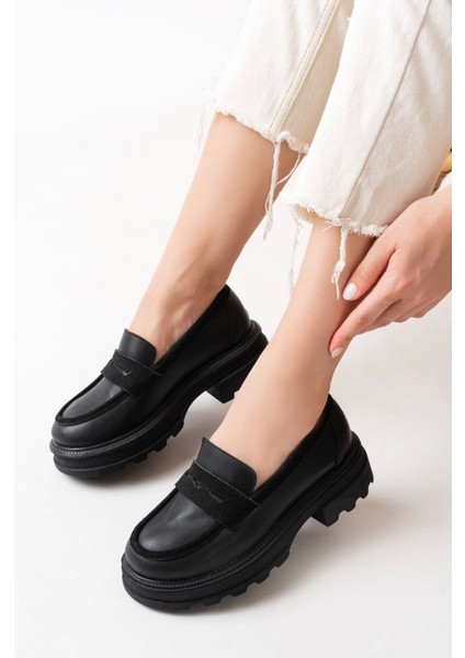 746-759 Siyah Günlük Yüksek Tabanlı Loafer Ayakkabı fiyatları