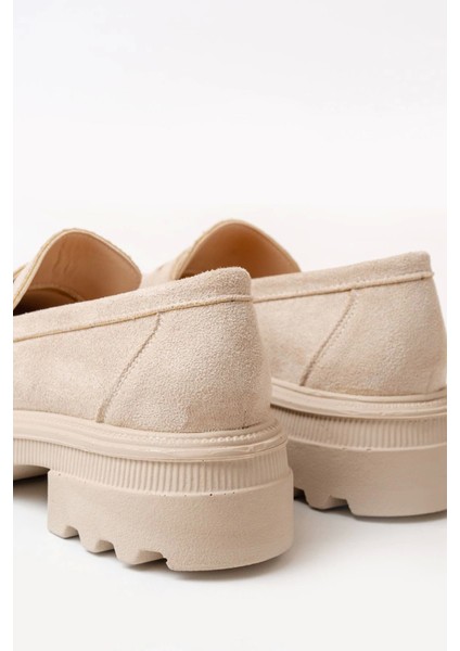 746-759 Bej Süet Günlük Yüksek Tabanlı Loafer Ayakkabı fırsatları