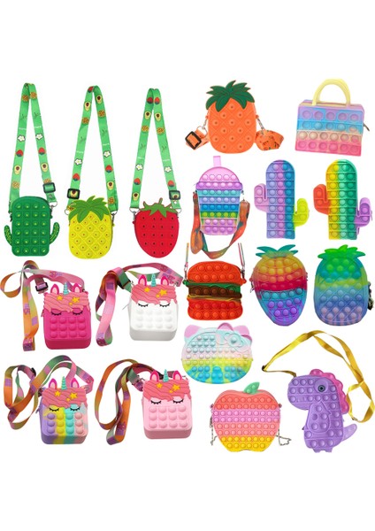 Pop It Çanta 8 Tarzı Yeni Pop It Unicorn Squishy Kawaii Messenger Çanta Oyuncaklar Sinnif Oyuncak Özel Gereksinimler Adhd Çocuk Hediyesi (Yurt Dışından)
