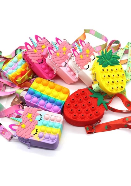 Pop It Çanta 8 Tarzı Yeni Pop It Unicorn Squishy Kawaii Messenger Çanta Oyuncaklar Sinnif Oyuncak Özel Gereksinimler Adhd Çocuk Hediyesi (Yurt Dışından)