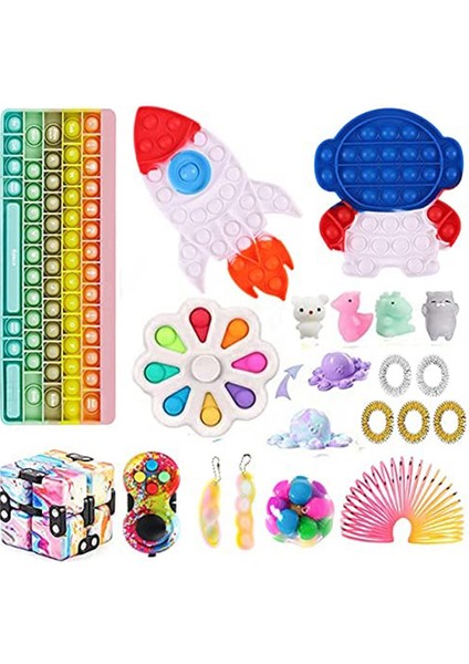 No.24 Tarzı Fidget Oyuncak Seti Yetişkin Çocuk Pres Kabarcık Duyusal Masaüstü Eğitici Oyuncaklar Sıkılabilir Kawaii (Yurt Dışından)