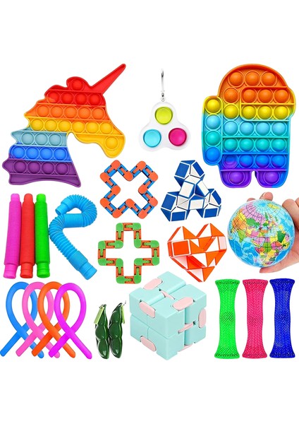 B Tarzı Hamburger Fidget Oyuncakları Gökkuşağı Pop It It Bubble Fidget Oyuncak Set Kutusu Pop Oyuncaklar Çocuklar Hediye 2022 (Yurt Dışından)