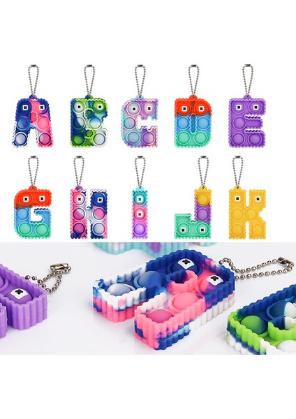 1 Adet Ben Rastgele Renk Stili 26 Harfli Çizgi Film Anime Pop It Fidget Oyuncaklar Topuzu Anahtarlık Itme Kabarcık Silikon Çanta Çocuk Bulmaca Oyuncakları Hediyeler Rasgele Renk (Yurt Dışından)