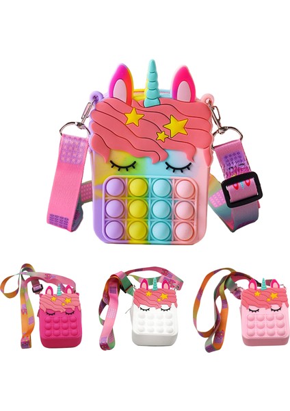 Bir Stil Fidget Oyuncak Dimple Pops Its Messenger Çanta Çıkartıcı Itme Kabarcık Çocuk Oyuncak Anahtarlık Cüzdan Oyuncak Hediye Kız Sevimli Çanta Hediye (Yurt Dışından)