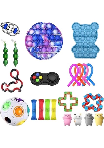 38 Numara Yetişkinler Çocuklar Için Hediye Fidget Oyuncakları Seti Dize Rahatlatma Paketi Sensör Squishy (Yurt Dışından)
