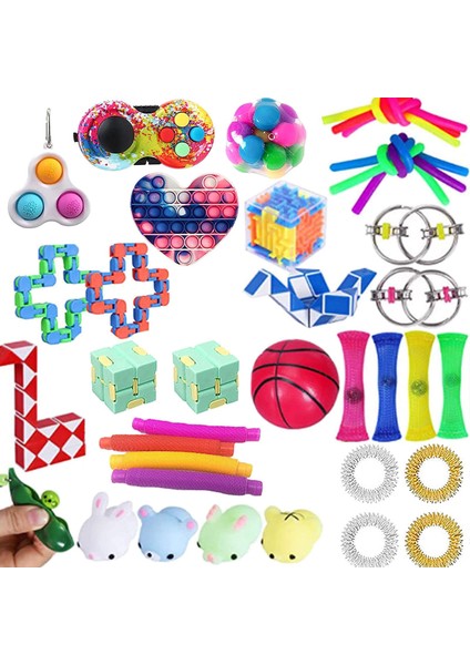No.46 Tarzı Yetişkinler Çocuklar Için Hediye Fidget Oyuncakları Seti Dize Rahatlatma Paketi Sensör Squishy (Yurt Dışından)