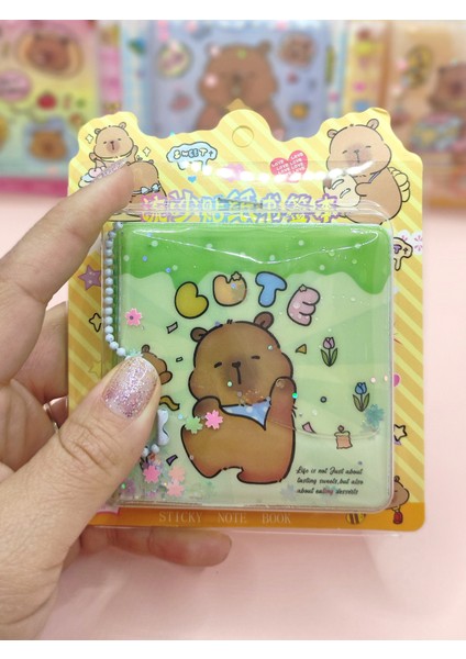 Capybara Sulu Pullu Anahtarlıklı Stickerlı Kapibara Not Defteri (7,5x7,5 Cm) - Cute fiyatları