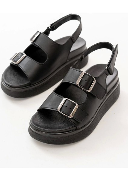 24422-1185 Siyah Dolgu Topuk Kadın Sandalet fırsatları